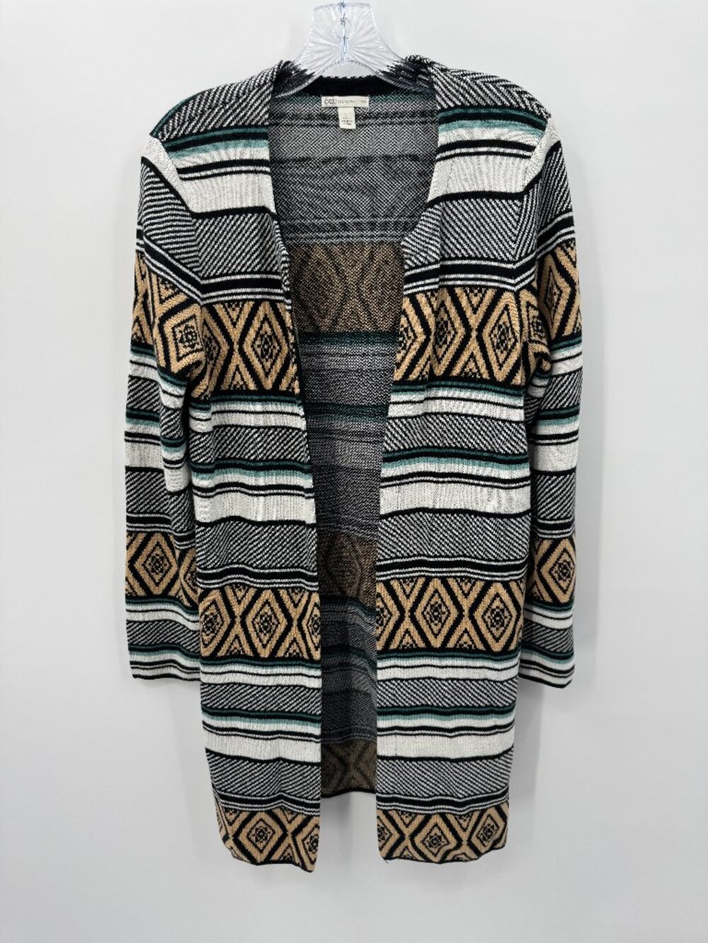 Cato Geometric Aztec Duster Cardigan Sweater Womens Large Southwest Aztec Open